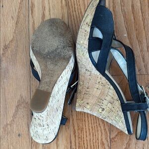 Saks Fifth Avenue Black Wedge Shoes with Elegant Design